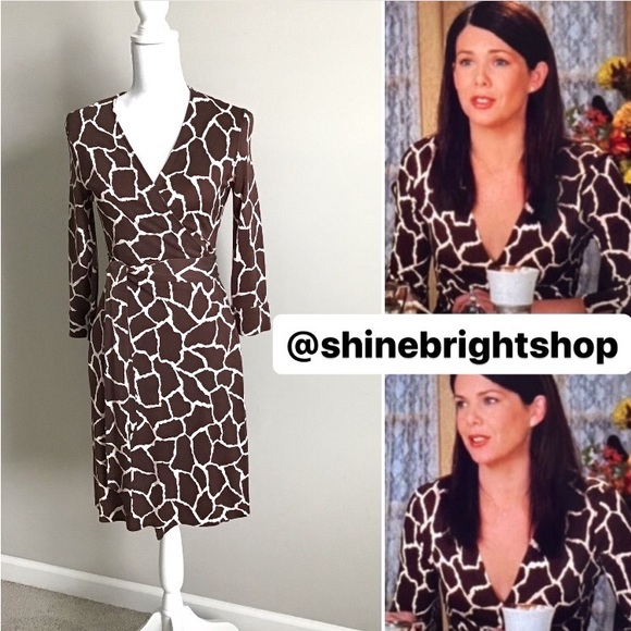 RARE Early 2000s Vintage Silk Wrap Dress ASO Lorelai Gilmore in Gilmore Girls - Picture 2 of 14